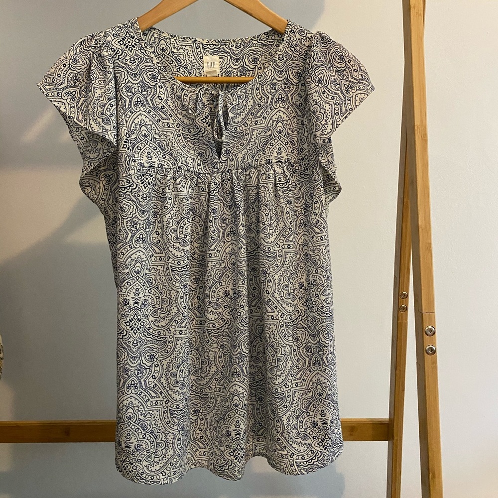 Paisley ruffle sleeve blouse